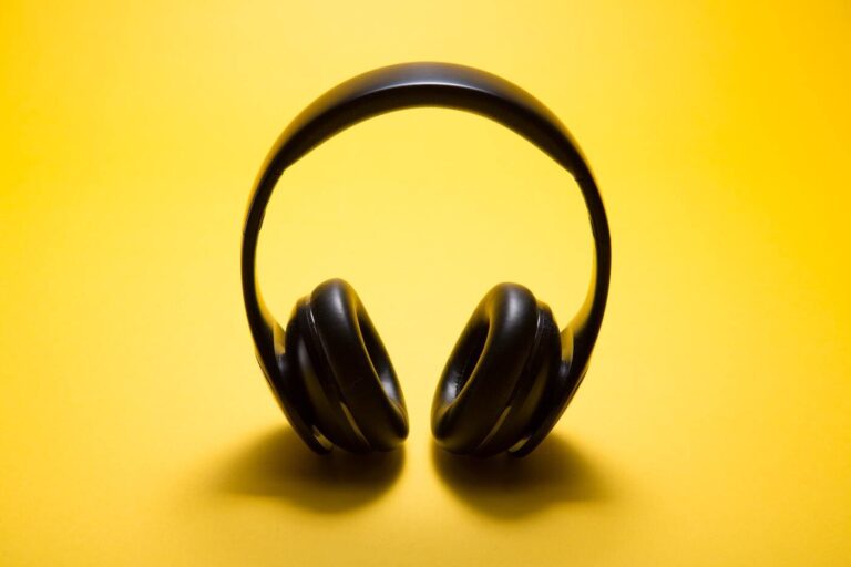 Over Ears Headset on Yellow Background